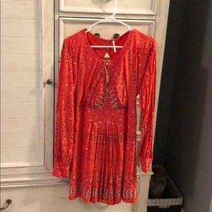 Free People red keyhole and open back dress